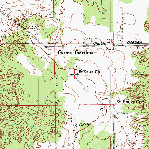 Topographic Map of Saint Pauls Church, MI