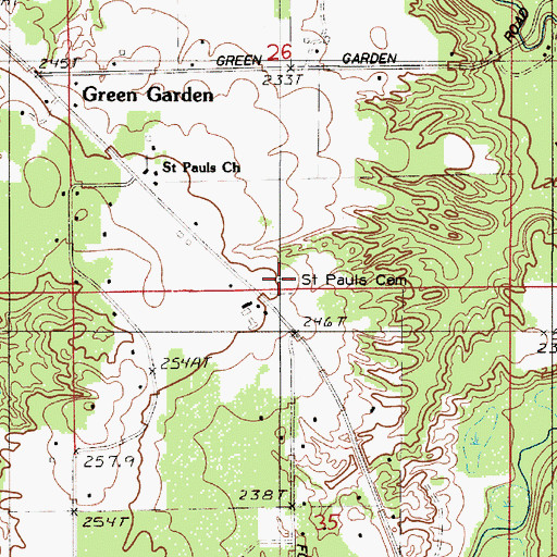 Topographic Map of Saint Pauls Cemetery, MI