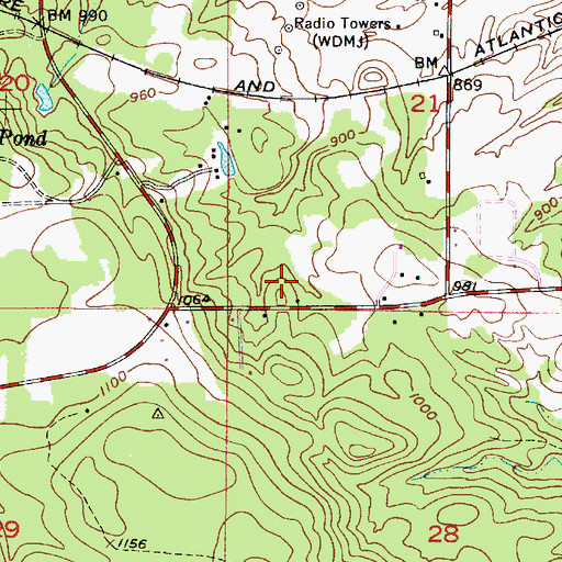 Topographic Map of WDMJ Radio Tower (Menominee), MI