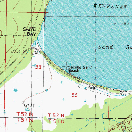 Topographic Map of Second Sand Beach, MI