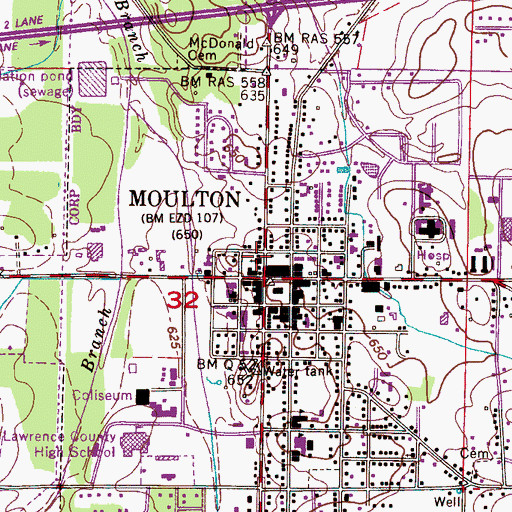 Topographic Map of First United Methodist Church, AL