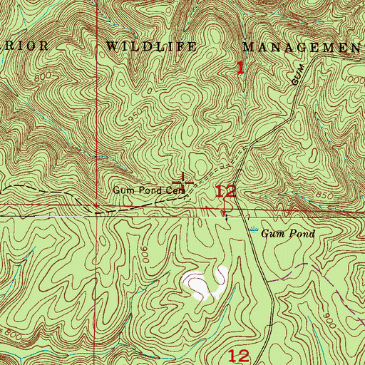 Topographic Map of Gum Pond Church (historical), AL