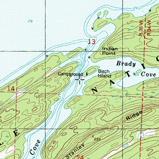 Topographic Map of Birch Island Campground, MI