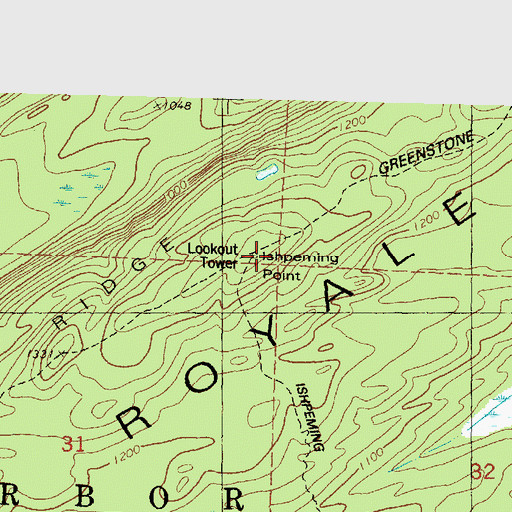 Topographic Map of Greenstone Ridge, MI