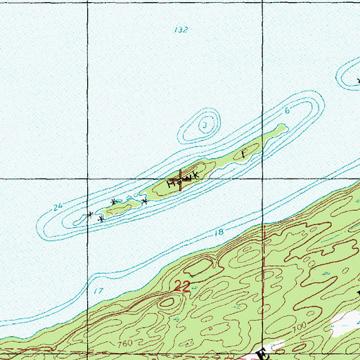 Topographic Map of Hawk Island, MI