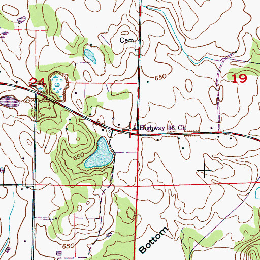 Topographic Map of Highway 36 Church, AL