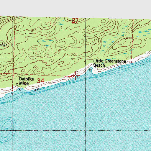 Topographic Map of Little Greenstone Beach, MI