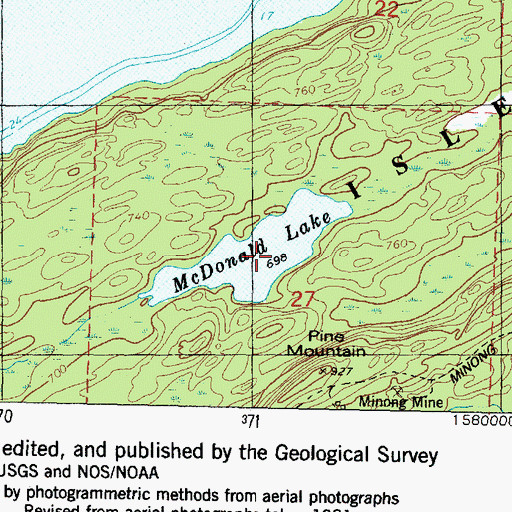 Topographic Map of McDonald Lake, MI