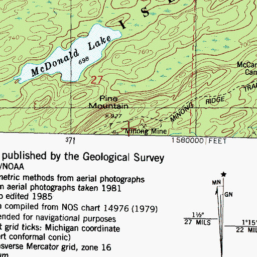 Topographic Map of Minong Mine, MI