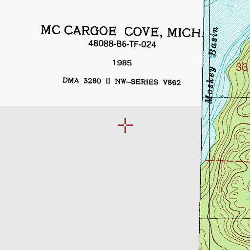 Topographic Map of Moskey Basin, MI