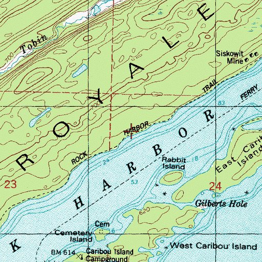 Topographic Map of Rock Harbor Trail, MI