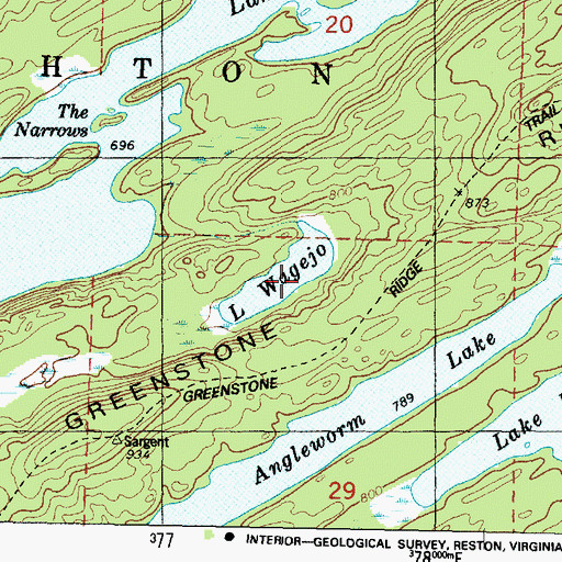 Topographic Map of Lake Wagejo, MI