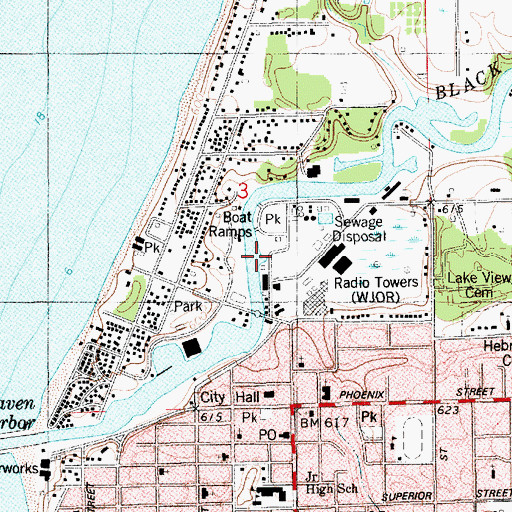 Topographic Map of Pothole Marina, MI