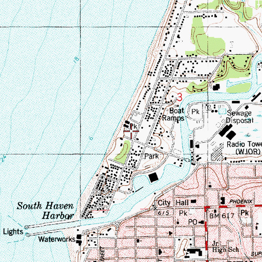Topographic Map of North Beach Public Park, MI