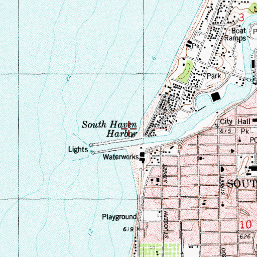 Topographic Map of South Haven Harbor, MI