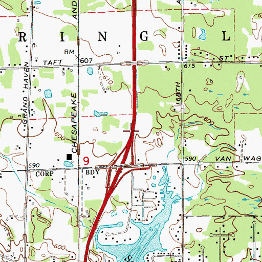 Topographic Map of Keenan Marine, MI