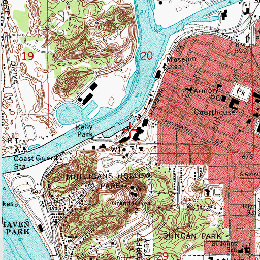Topographic Map of Corps of Engineers Boatyard, MI