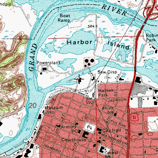 Topographic Map of The Wharf Marina Incorporated, MI