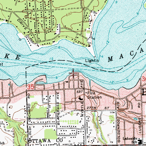 Topographic Map of Central Park, MI