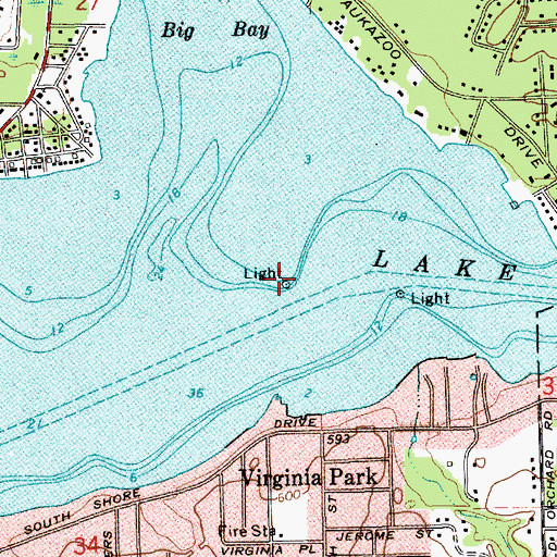 Topographic Map of Middle Ground Light, MI