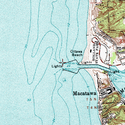 Topographic Map of North Breakwater Light, MI