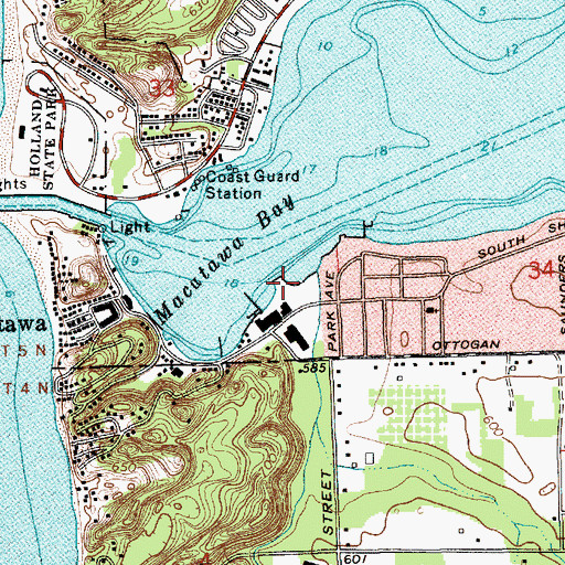 Topographic Map of Macatawa Bay Yacht Club, MI