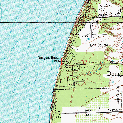 Topographic Map of Douglas Beach Park, MI