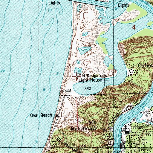 Topographic Map of Old Saugatuck Light House, MI