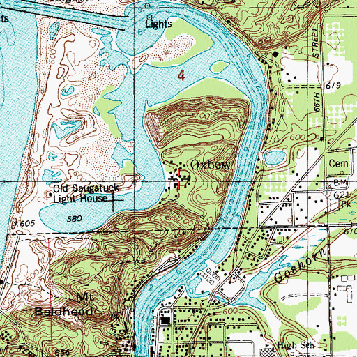 Topographic Map of Oxbow, MI