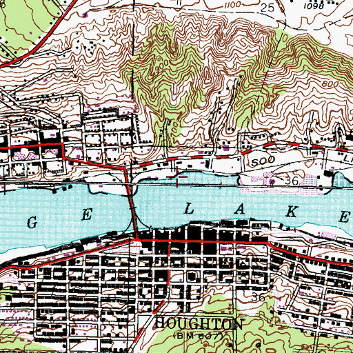Topographic Map of Portage Lake Marina, MI