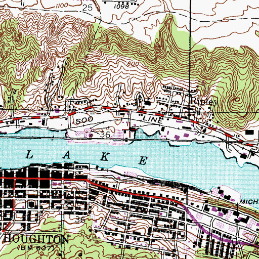 Topographic Map of Quincy Mining Company, MI