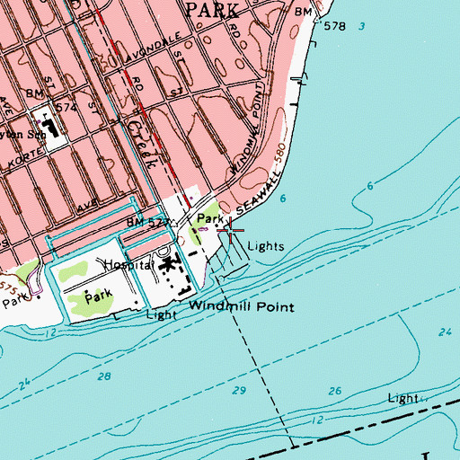 Topographic Map of Windmill Point Light, MI