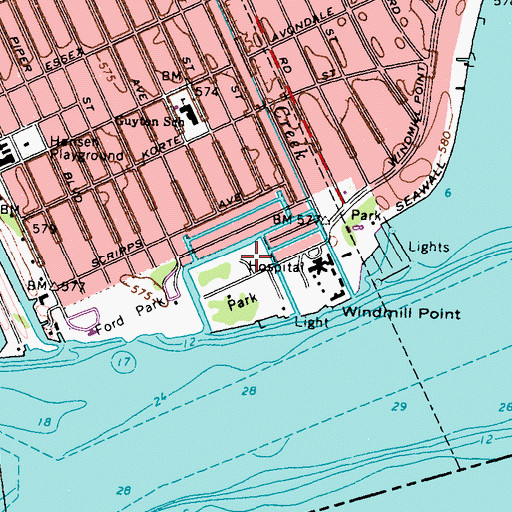 Topographic Map of Fishermans Marina, MI