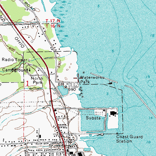 Topographic Map of Harbor Beach Marina, MI