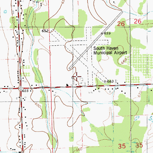 Topographic Map of South Haven Area Regional Airport, MI