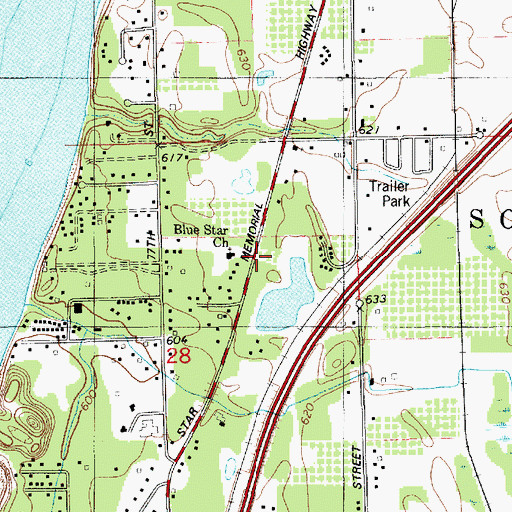 Topographic Map of Blue Star Church, MI