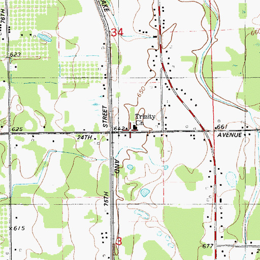 Topographic Map of Trinity Church, MI