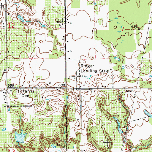 Topographic Map of Ringer Landing Strip (historical), MI