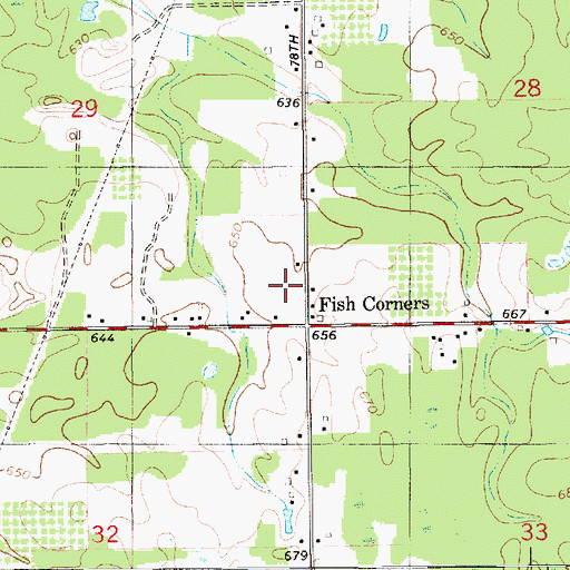 Topographic Map of Fish Corners, MI