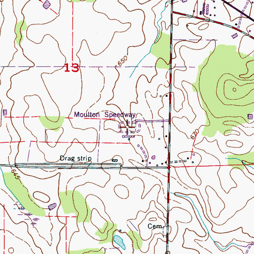 Topographic Map of Moulton Speedway, AL