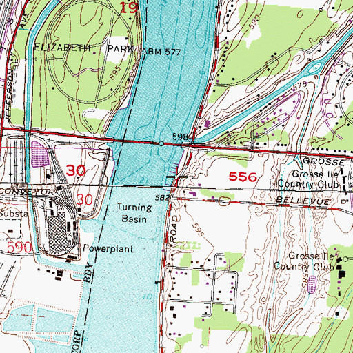 Topographic Map of Waters Edge Marina, MI