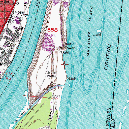 Topographic Map of Grosse Ile South Channel Range Lights, MI