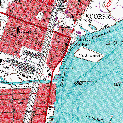 Topographic Map of Ecorse Rowing Club, MI