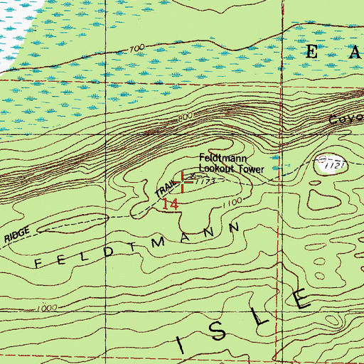 Topographic Map of Feldtmann Lookout Tower, MI