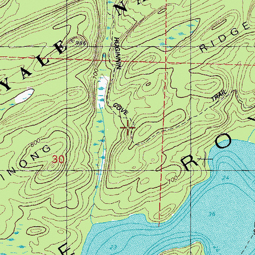 Topographic Map of West Huginnin Cove Trail, MI