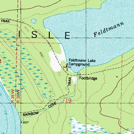 Topographic Map of Feldtmann Lake Campground, MI
