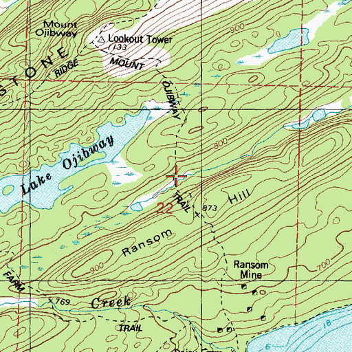 Topographic Map of Mount Ojibway Trail, MI