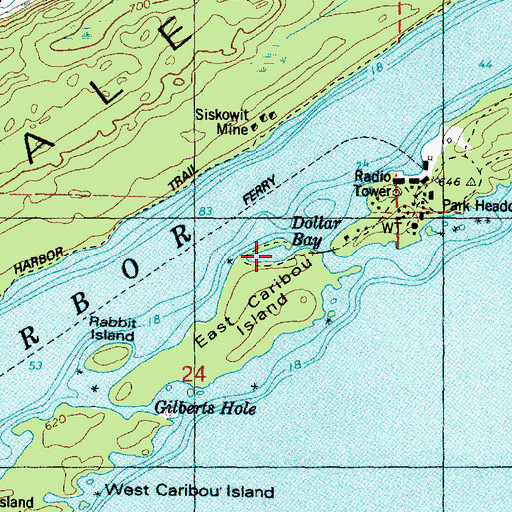 Topographic Map of Dollar Bay, MI