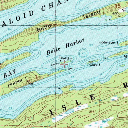 Topographic Map of Fryett Island, MI