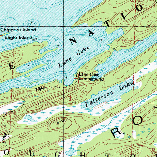 Topographic Map of Lane Cove Campground, MI